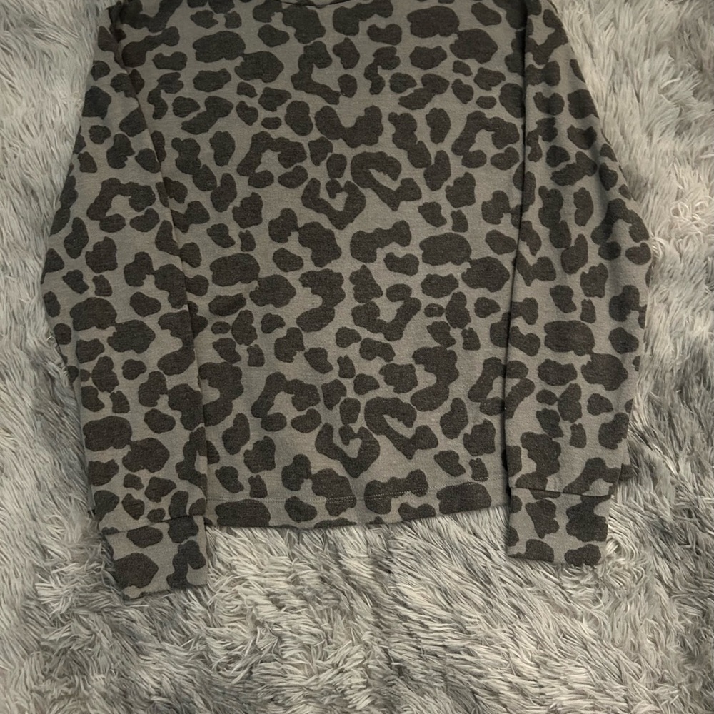 Time and Tru Charcoal Animal Print Top